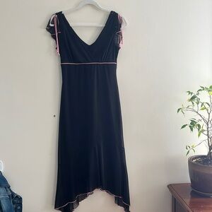 Vintage Y2K Flouncy MIDI Dress Handkerchief Hem Chiffon Fairycore Empire S‎ 90s
